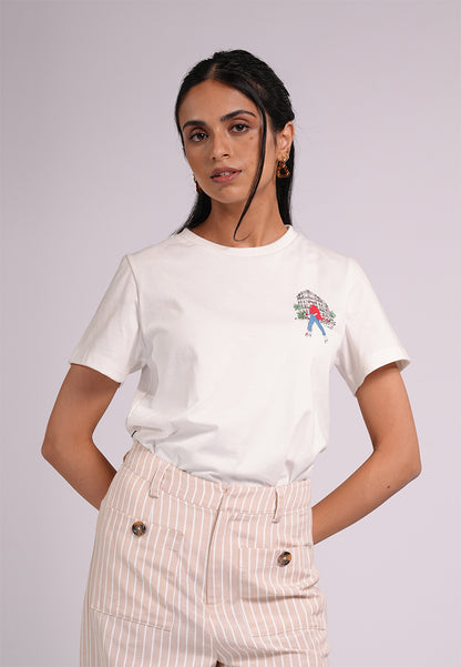 Summer Tees 2026 Odesa Short Sleeve Shirt Top(White)
