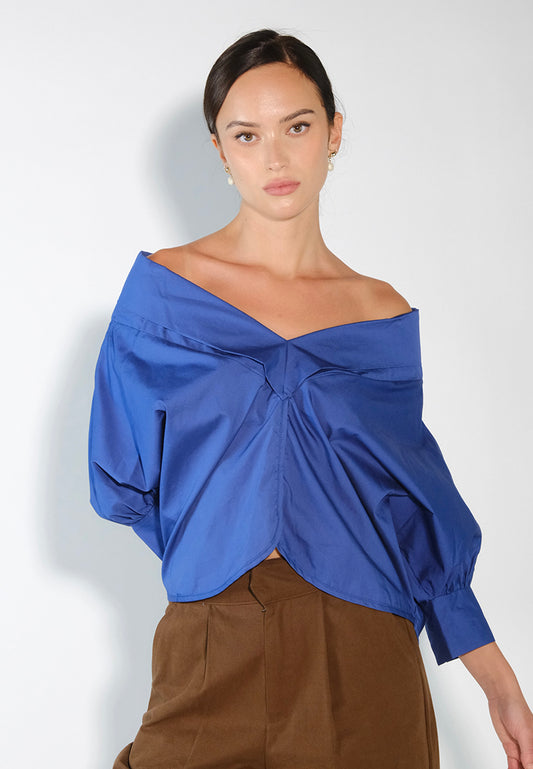 Sari- Sari Panuello Short Sleeve Top (Blue)