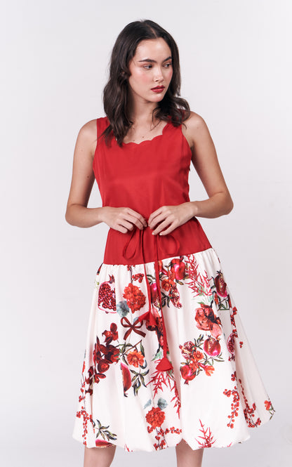 Holiday Dresses Pomegranate Sleeveless Dress (Red/Crm)