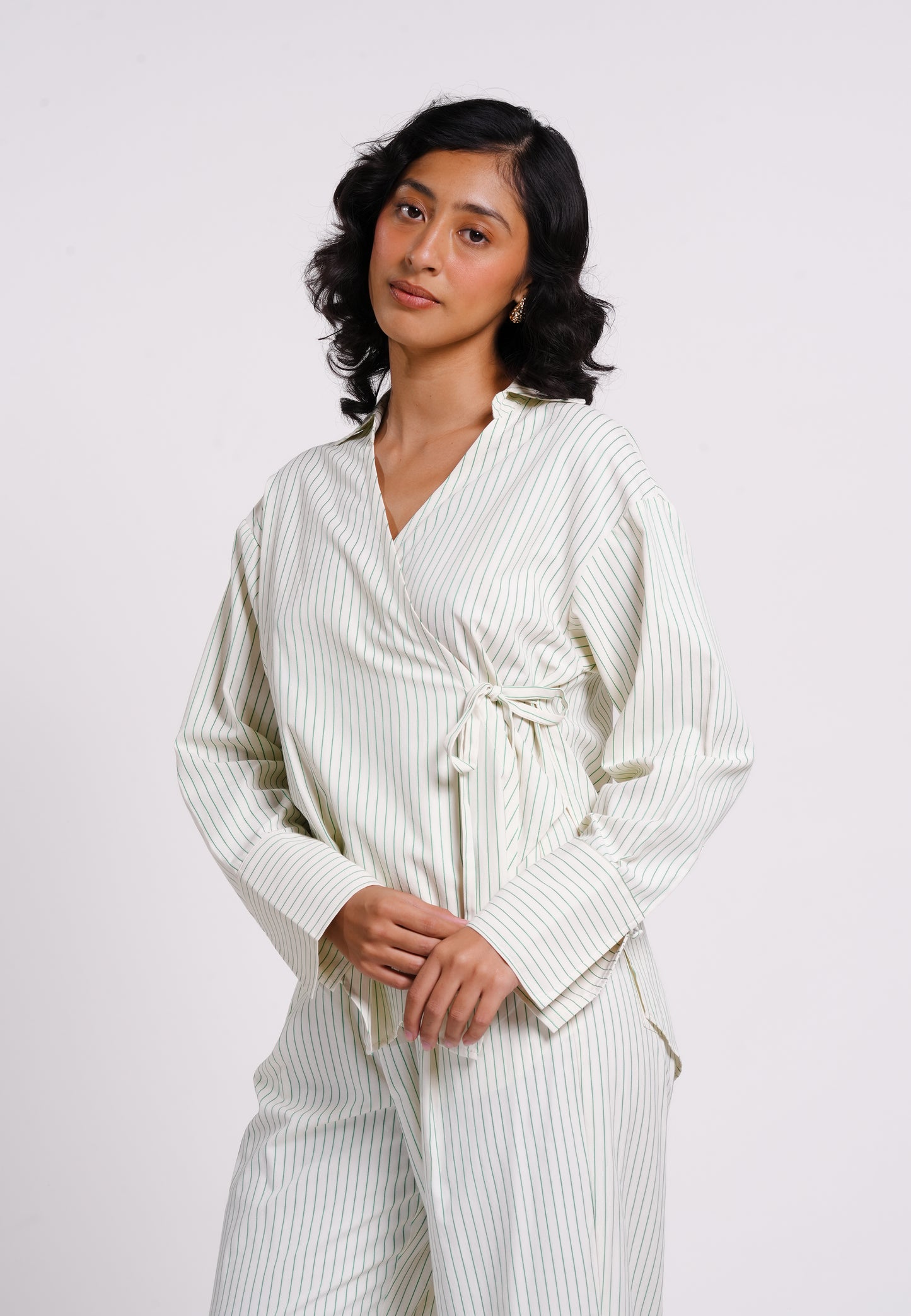 Archetype Summer Essentials Quanna Long Sleeve Top (Striped Green)