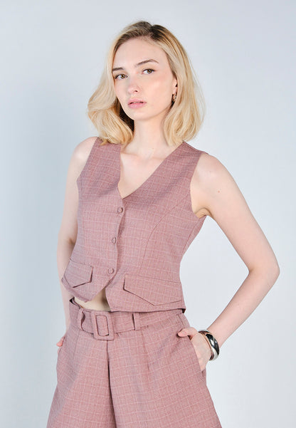 Raf Fara Sleeveless Vest Top (Dusty Rose)