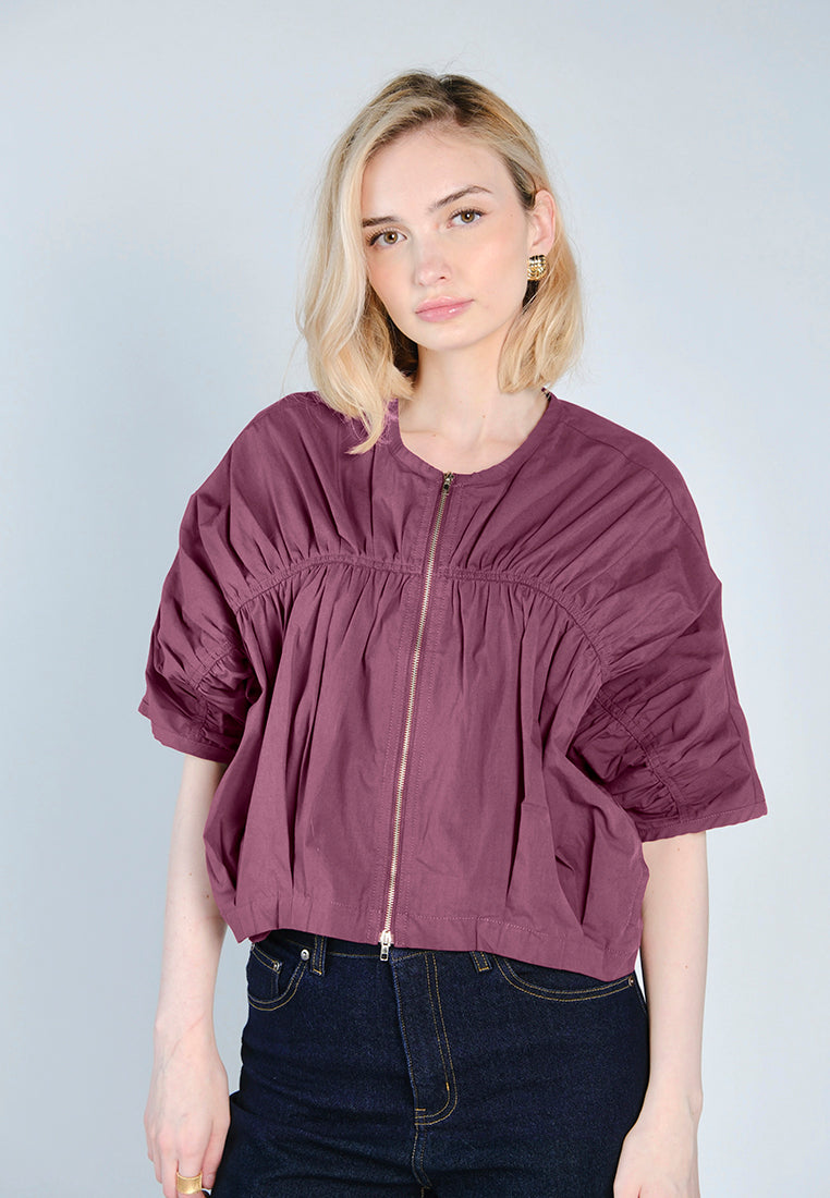 Raf Ford Quarter Sleeve Jacket Top (Maroon)