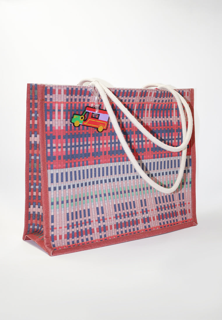 Plains & Prints × Pete Rich Tote Bag W/ Charm (Pink/Green)