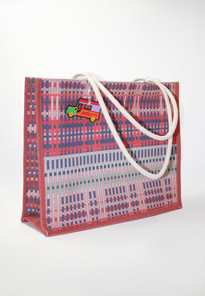 Plains & Prints × Pete Rich Tote Bag W/ Charm (Pink/Green)
