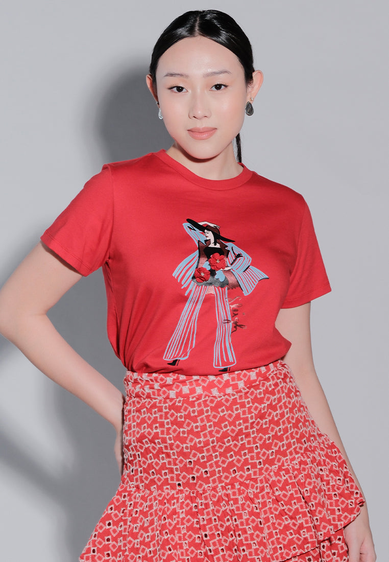 Holiday Tees 2025 Sleigh Short Sleeve Shirt Top (Red)