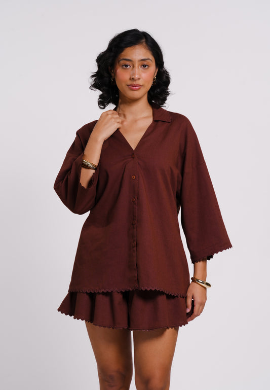 Archetype Summer Essentials Sorrel Long Sleeve Top(Brown)
