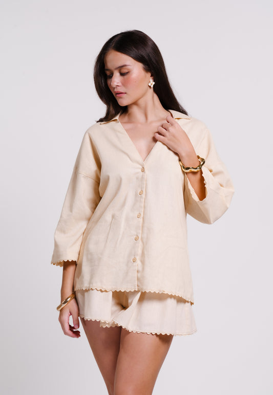 Archetype Summer Essentials Sorrel Long Sleeve Top(Cream)