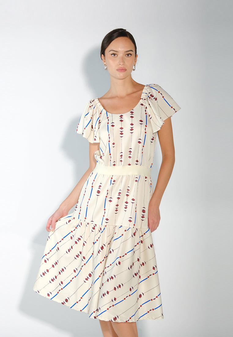 Sari- Sari Sorsogon Short Sleeve Dress (Cream)