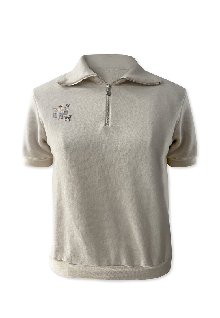 Plains & Prints × Pete Rich Short Sleeve Sportshirt Top (Cream)