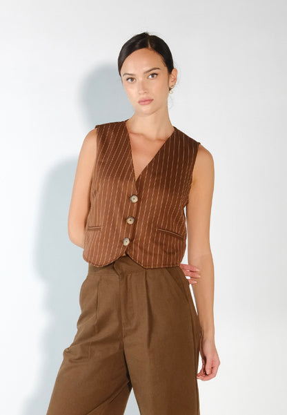 Sari- Sari Tagum Sleeveless Reversible Vest Top (Brown)