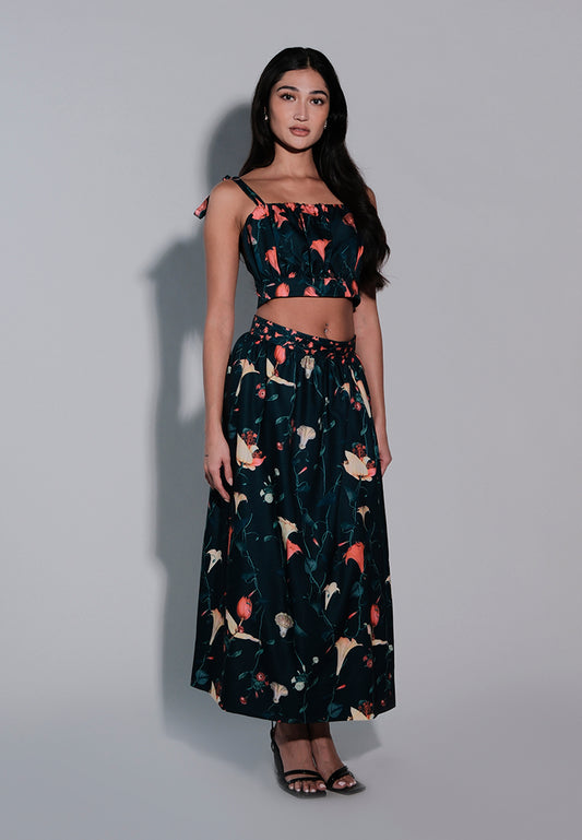 Femina The Lover Sleeveless Top And Skirt (Printed Green)