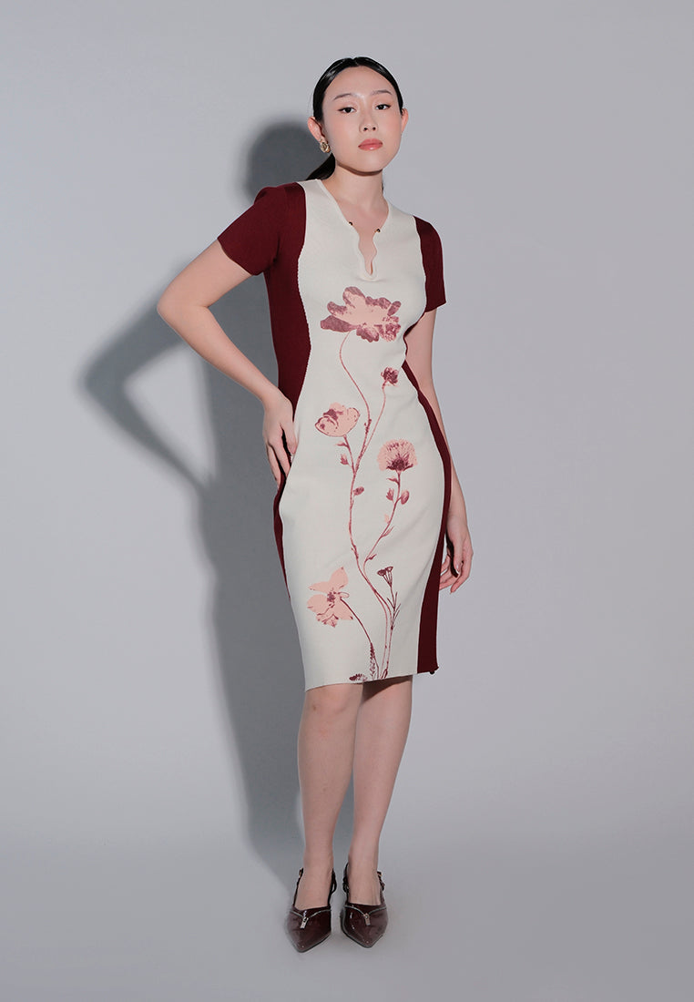 Femina The Mystic Short Sleeve Dress (Printed Beige)