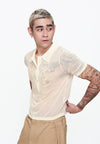 Plains & Prints x Randolf Tulip Barong Knit Short Sleeve Top (Cream)