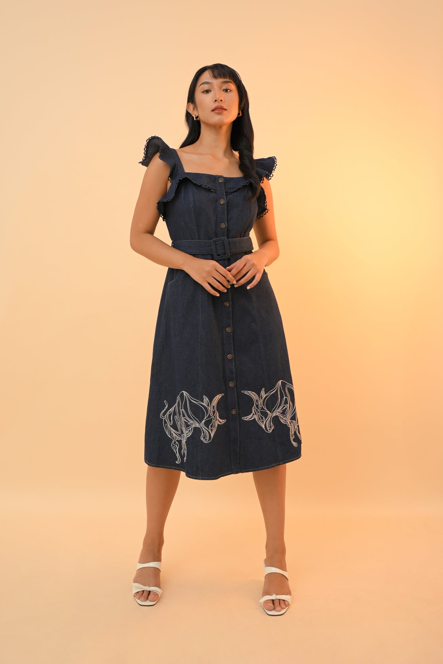 Ox Sleeveless Dress Summer Dresses (Blue Denim)