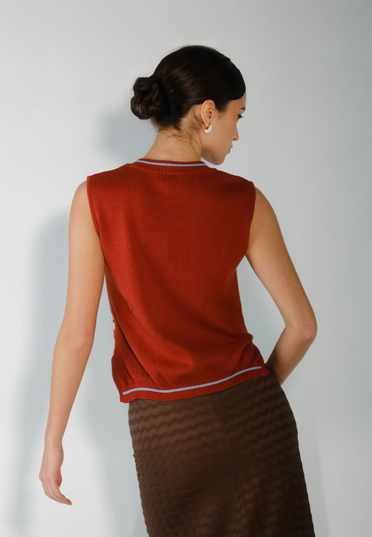 Sari- Sari Albay Sleeveless Top (Printed Rust)