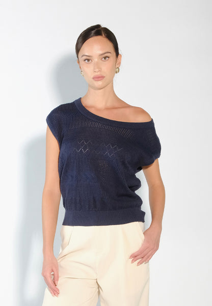 Sari- Sari Allona Short Sleeve Top (Navy)