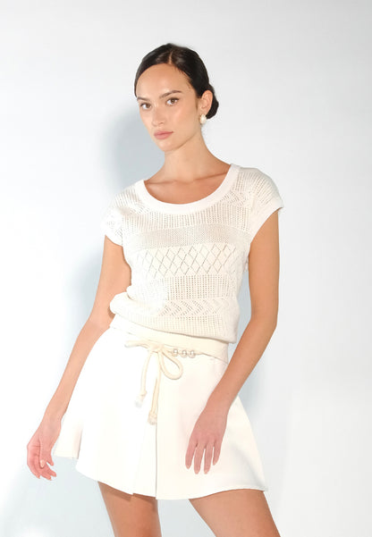 Sari- Sari Allona Short Sleeve Top (Off-white)
