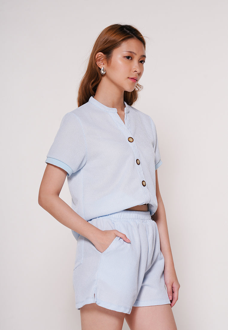 Amder Short Sleeve Top (Light Blue)