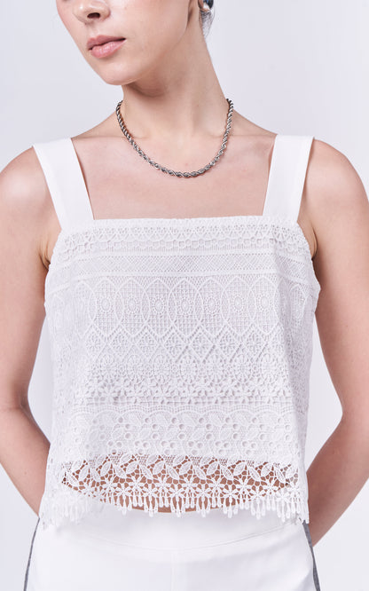 Almare Arella Sleeveless Top (White)