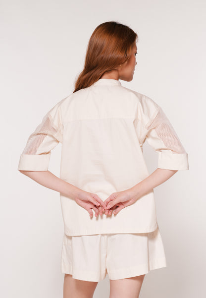 Aris Quarter Sleeve Top (Cream)
