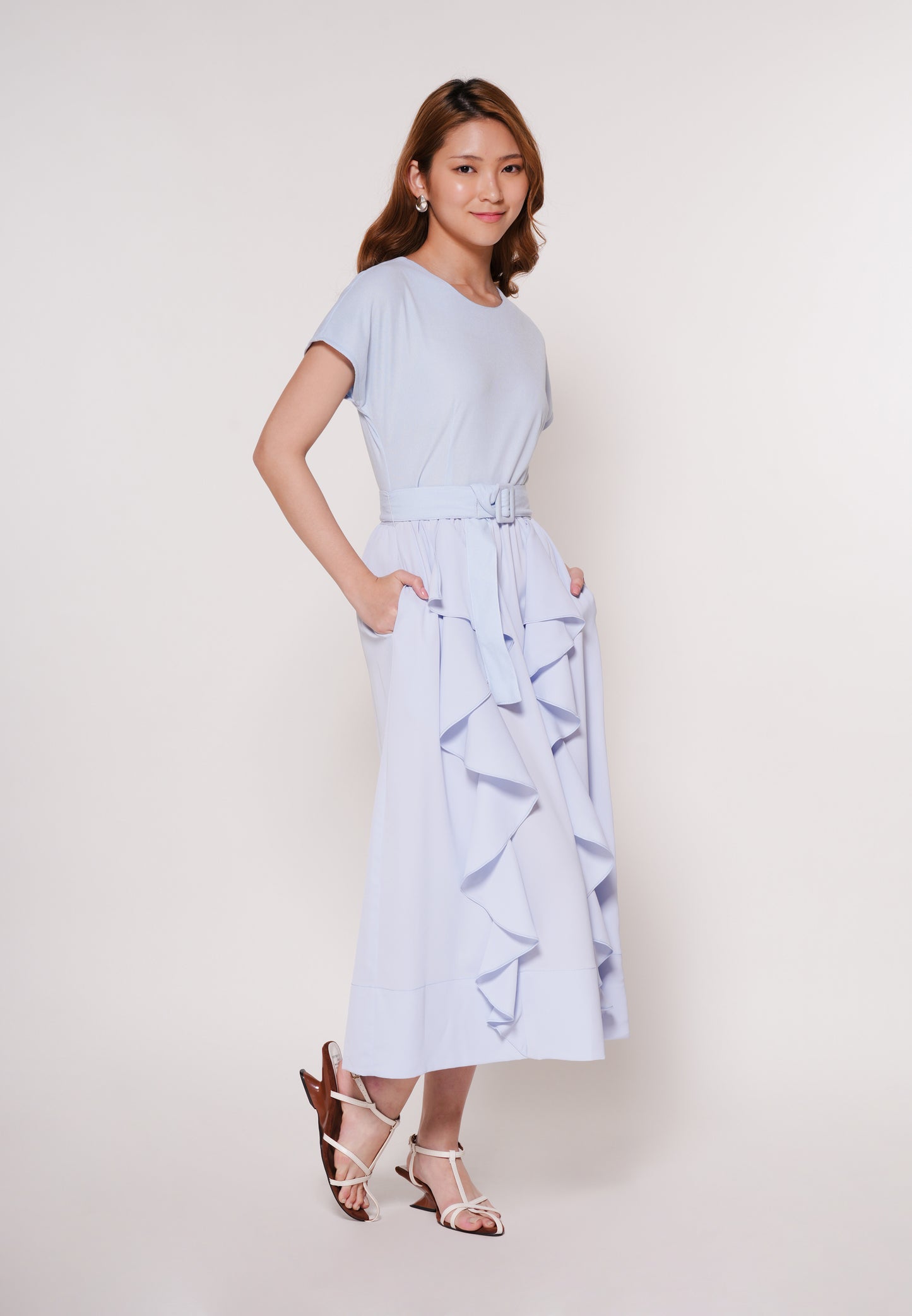 Arter Extended Sleeve Dress  (Light Blue)