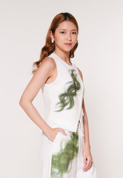 Asper Sleeveless Top (Spot Print White)