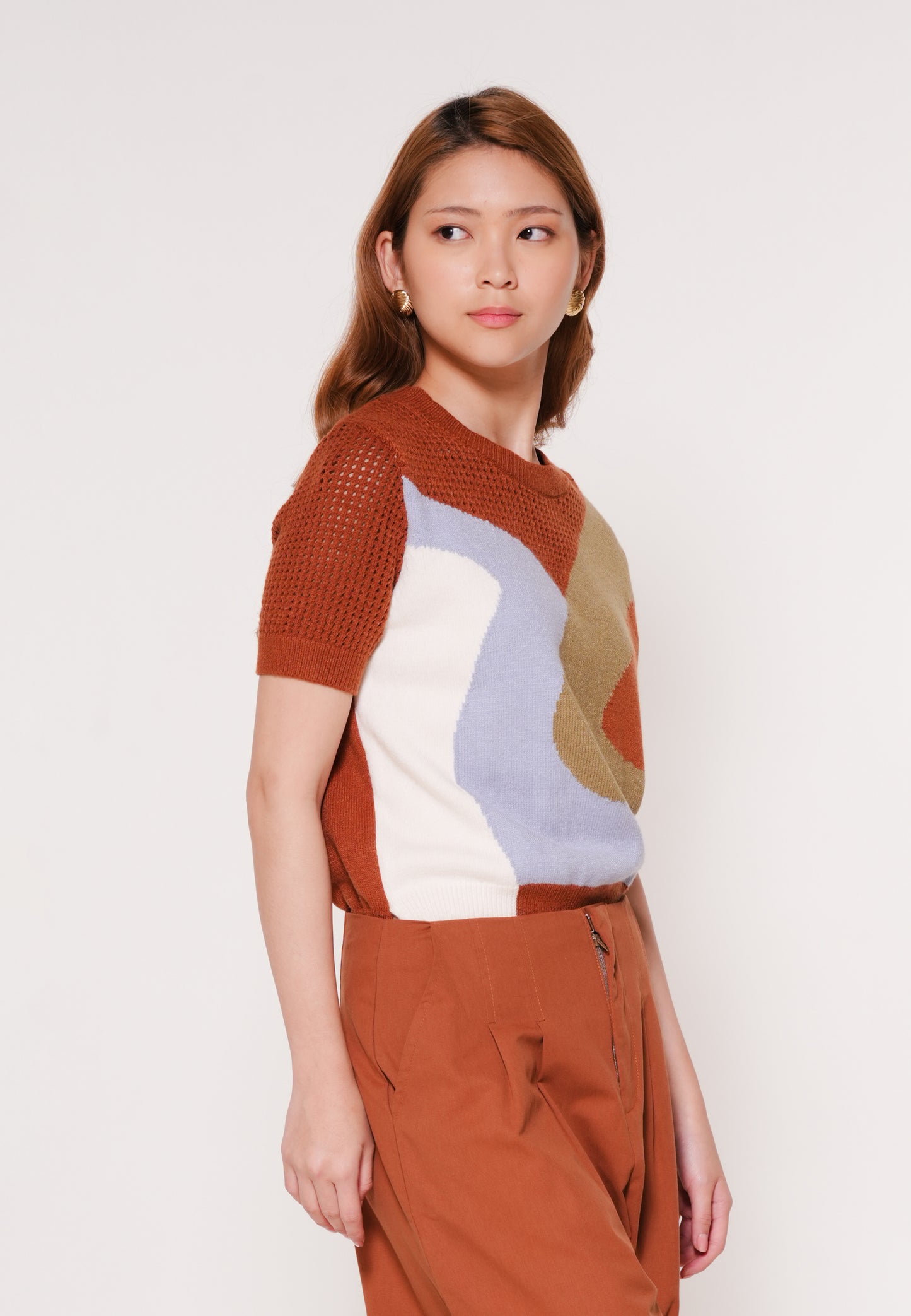 Axon Short Sleeve Top (Printed Brown)