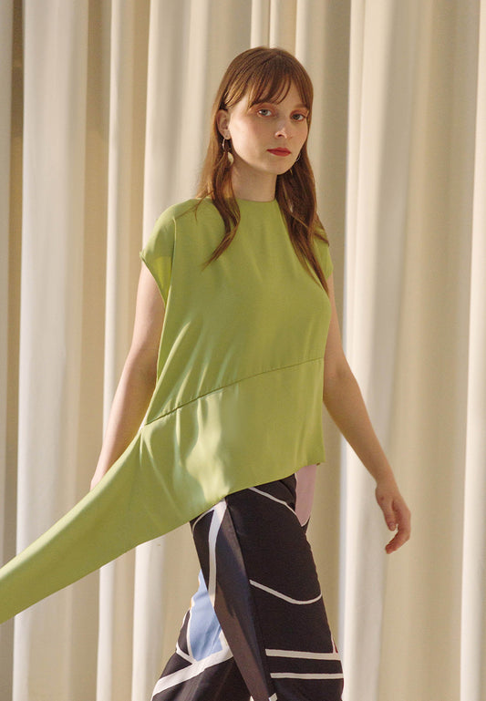 Plains & Prints X Michael Leyva Ana Short Sleeve Top (Chartreuse)