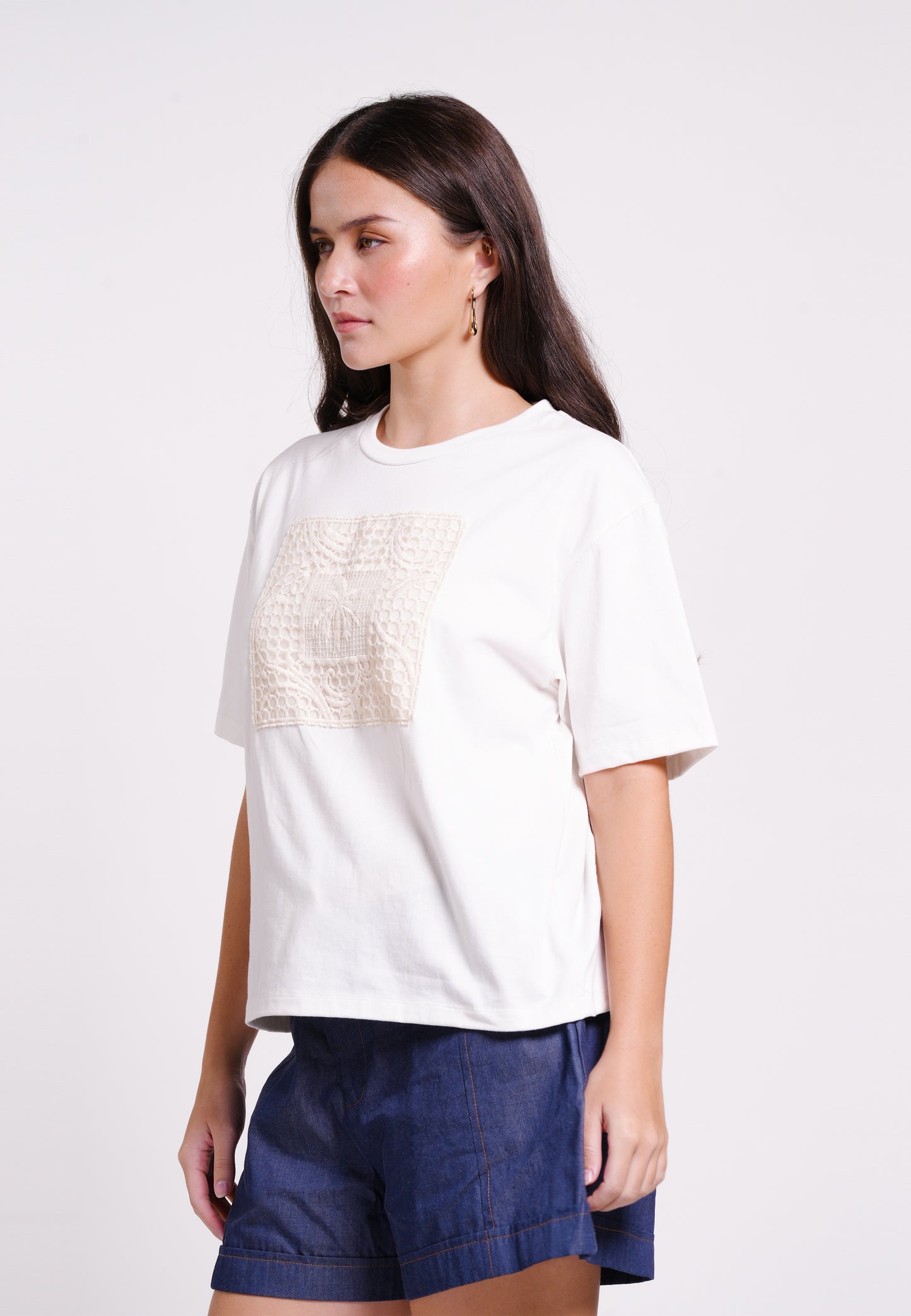 Basil Short Sleeve Shirt Top (Offwhite)