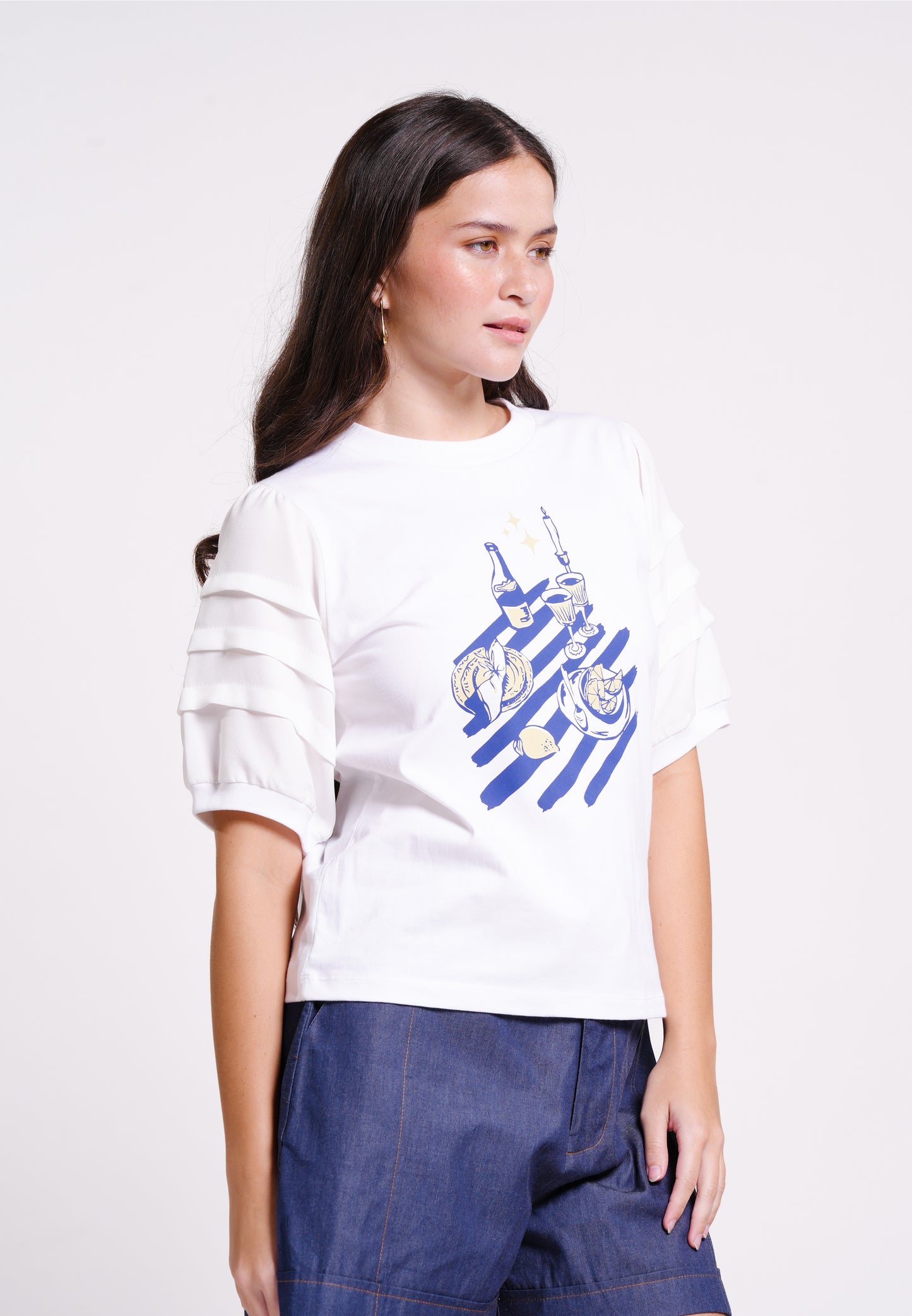 Bean Short Sleeve Shirt Top (White)