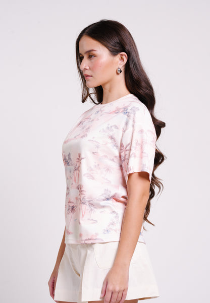 Beaux Short Sleeve Top (Printed Blush)
