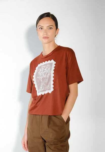 Sari- Sari Binibini Short Sleeve Shirts Top (Rust)