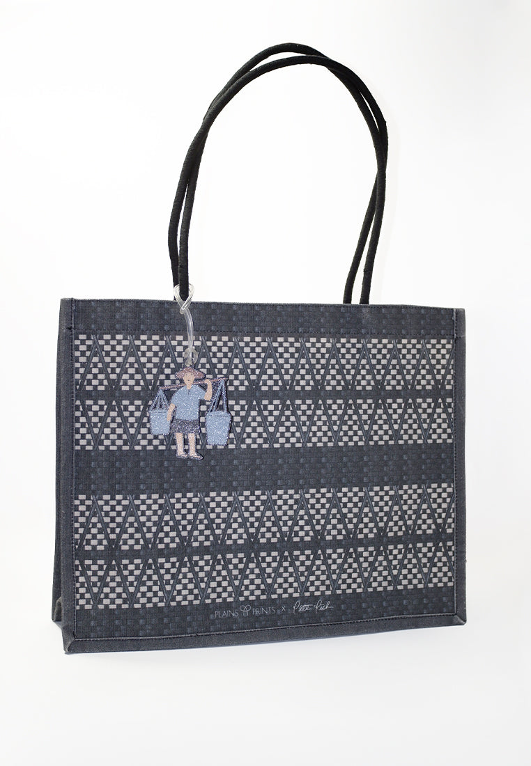 Plains & Prints × Pete Rich Tote Bag W/ Charm (Black/Cream)