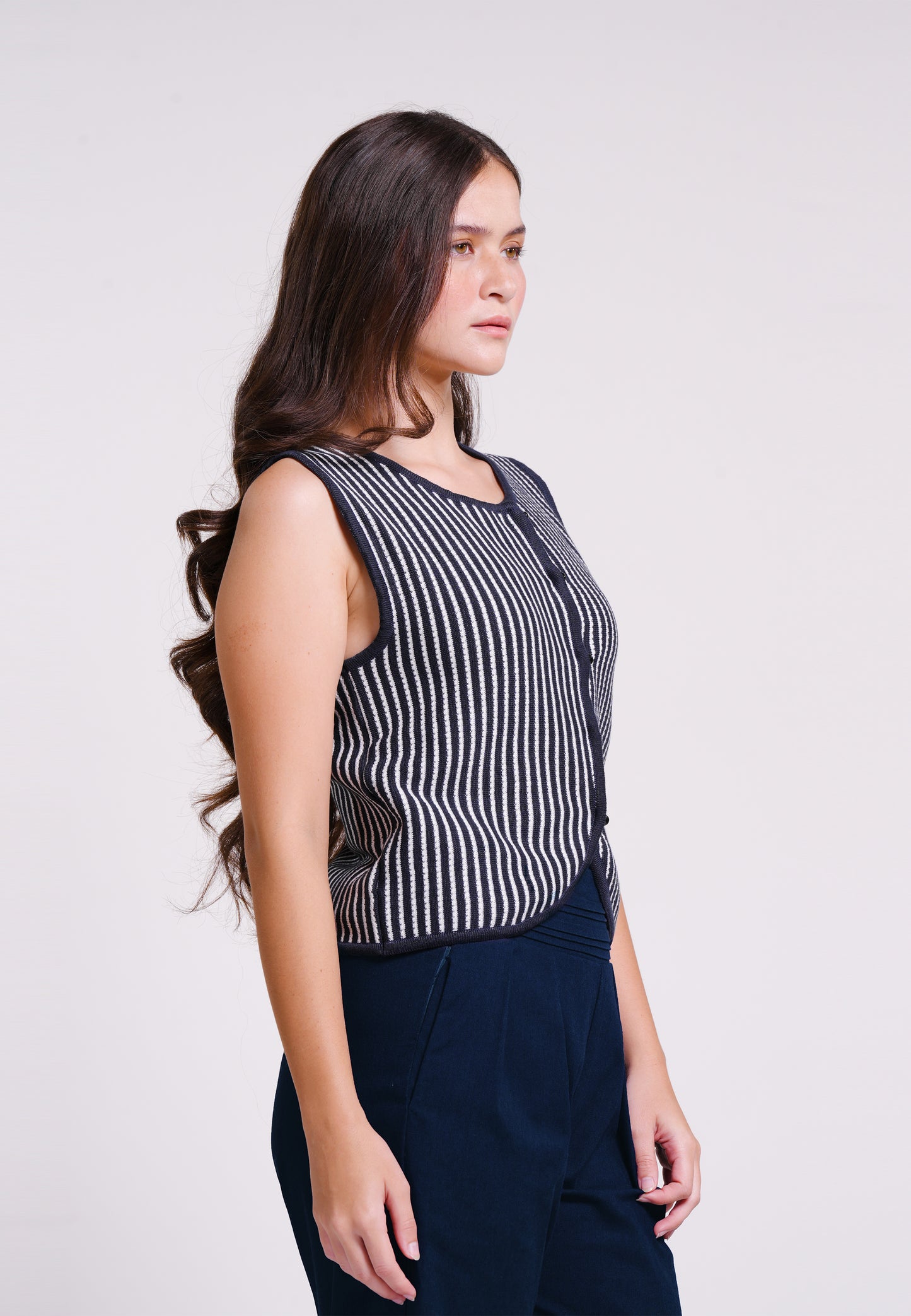 Bobz Sleeveless Top (Striped Navy)