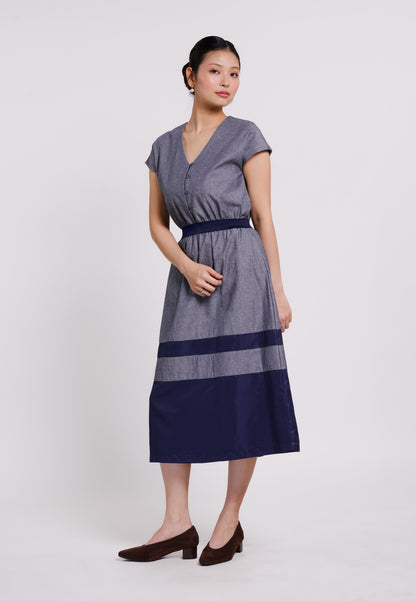 Boriz Extended Sleeve Dress  (Dnm Blue)