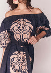 Solstice Brianna Short Sleeve Dress (Printed Navy)