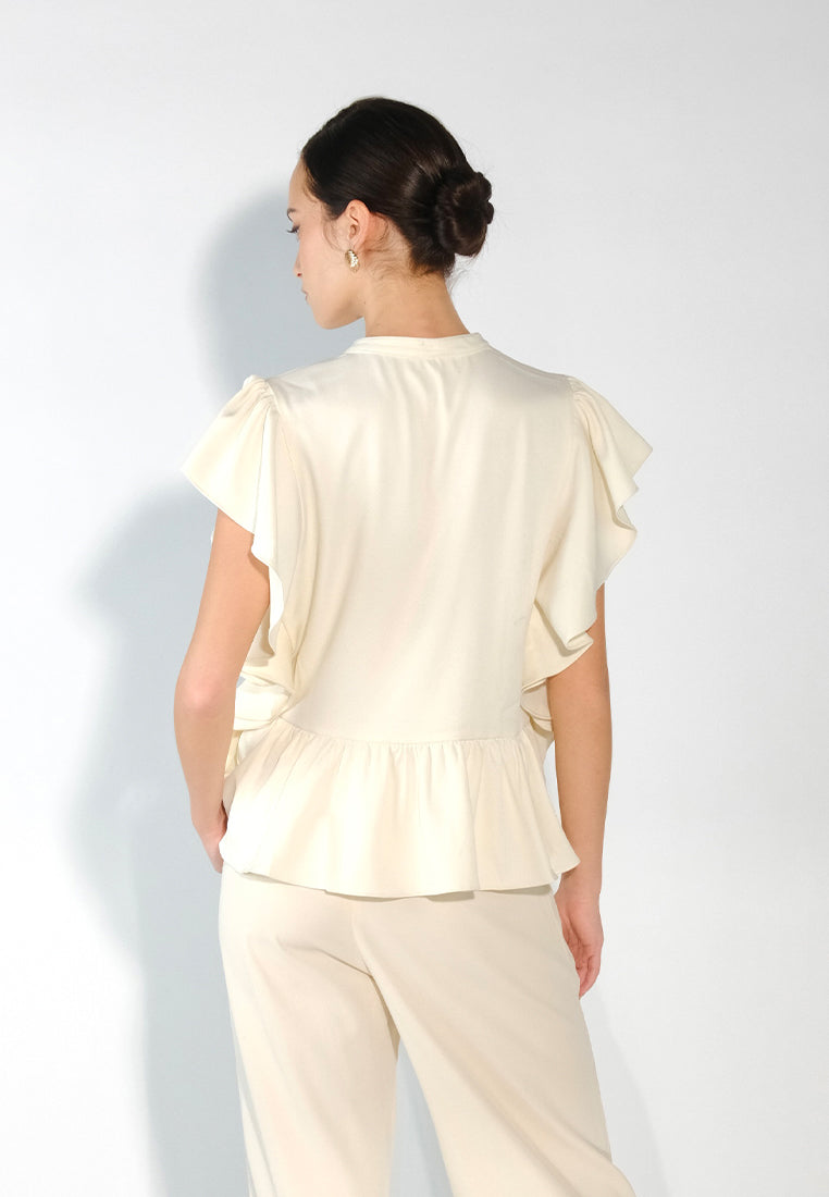 Sari- Sari Butuan Short Sleeve Top (Cream)