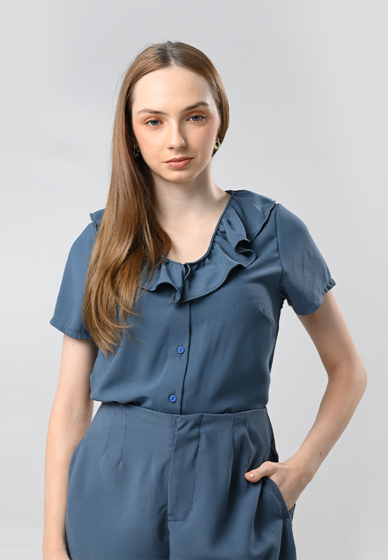 Cadette Short Sleeve Top (Teal Blue)