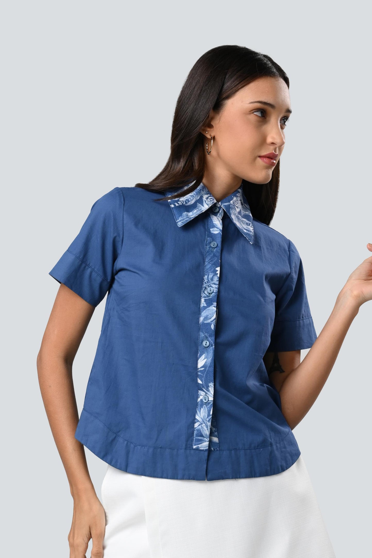 Caleen Short Sleeve Top (Blue)