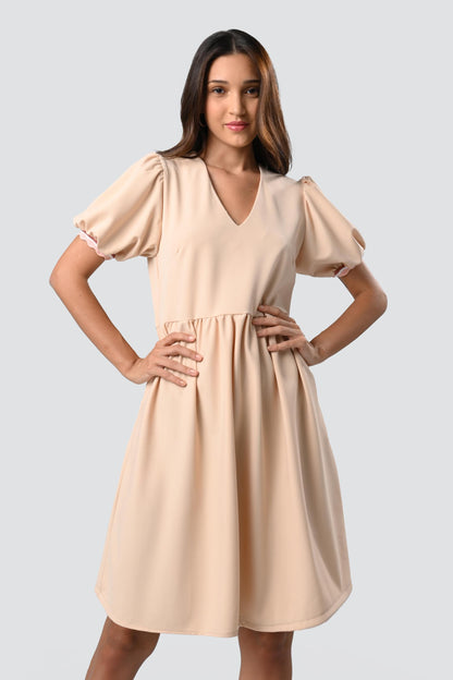 Callope Short Sleeve Dress (Nude)