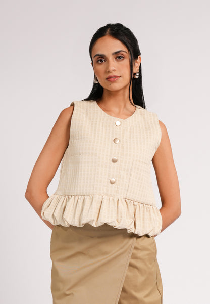 Cara Sleeveless Top (Beige)