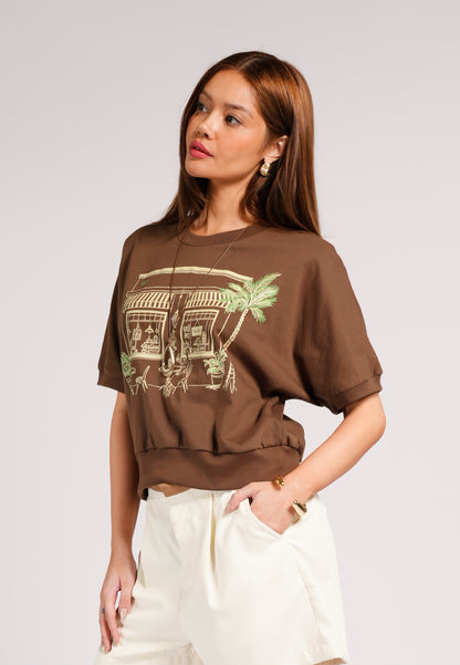 Carmelo Short Sleeve Top (Spot Print Brown)
