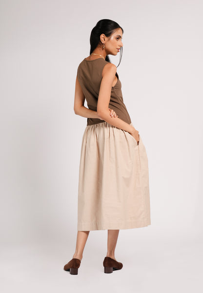 Celia Sleeveless Dress (Brown/Khaki)