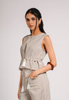 Cohen Sleeveless Top (Striped Beige)