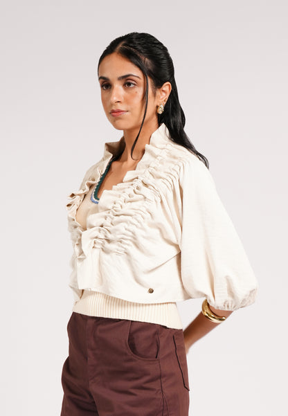 Connor Quarter Sleeve Cardigan (Cream)