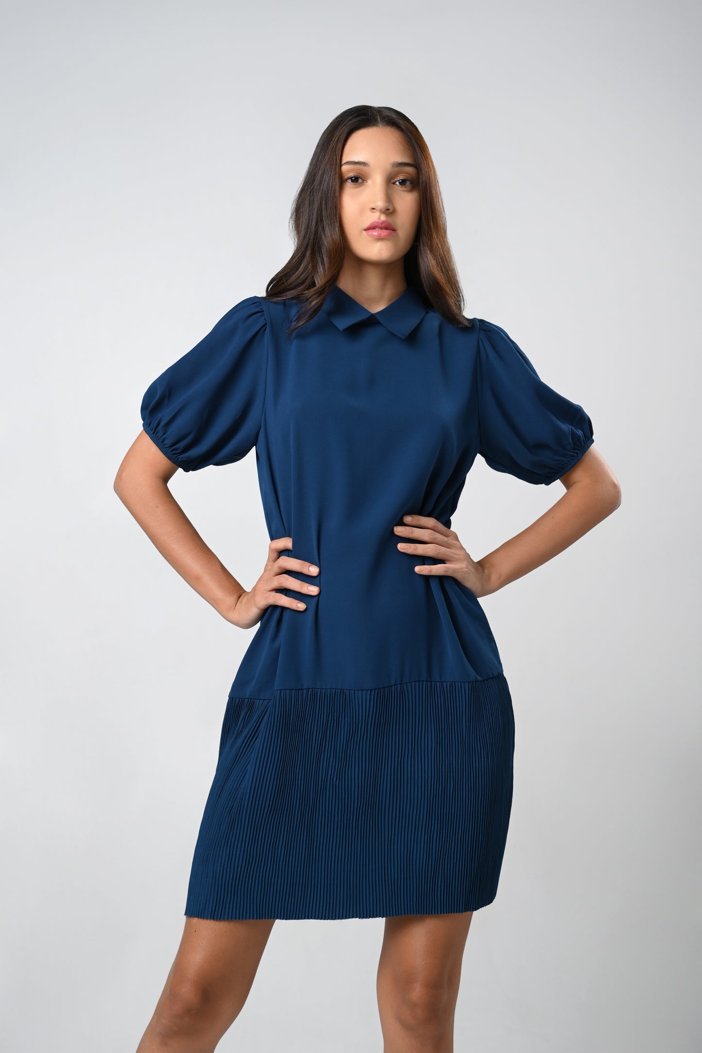 Corah Short Sleeve Dress (Teal blue)