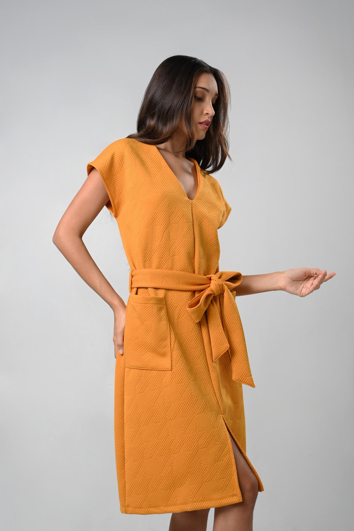 Cressid Short Sleeve Dress (Mustard)