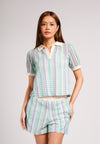 Cristina Short Sleeve Top (Striped Multi)