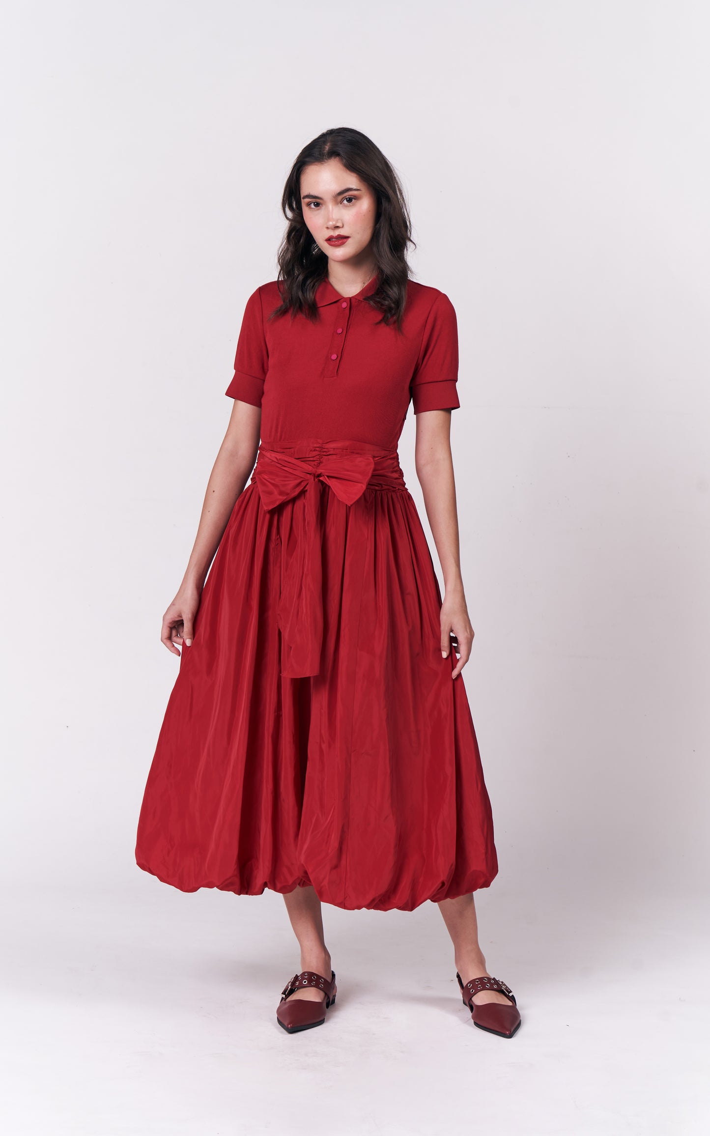 Holiday Dressess Currant Short Sleeve Dress (Red)