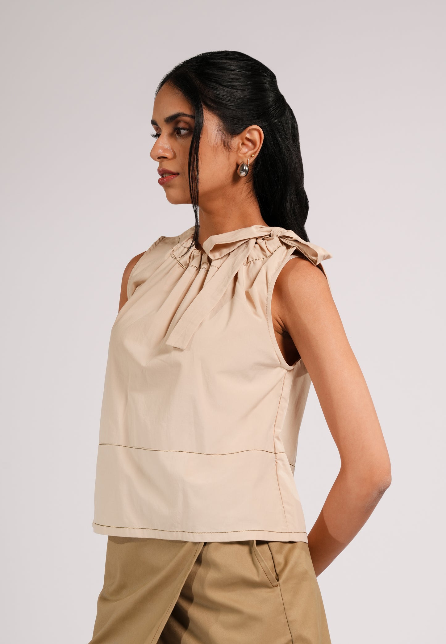 Curtee Sleeveless Top (Beige)